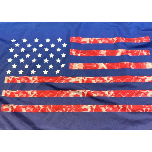 Habit Solar Factor Men's 2XL Long Sleeve Red‎ Blue Gradient USA Flag - Picture 8 of 9